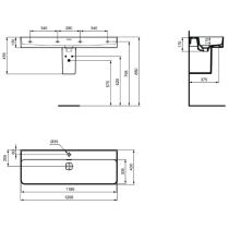 STRADA II Umývadlo 120x43 cm, T3006