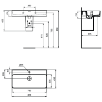 STRADA II Umývadlo 80x43 cm, T3001