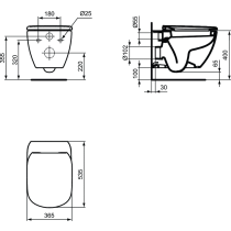 PACK, TESI WC závesné 53x36 cm, T0078 + TESI WC sedadlo, T3528, T354201, PA0029
