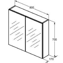MIRROR & LIGHT Zrkadlová skrinka Basic 80x70x17, T3591AL