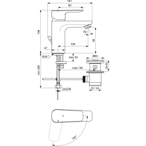 CERAPLAN III SLIM Umývadlová batéria Bluestart s odpadovou garnitúrou a flexibilnými hadicami, 5 l/min, BC570AA