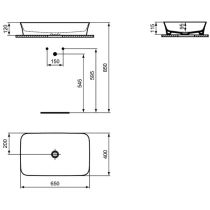 IPALYSS Umývadlo na dosku 65x40 cm bez prepadu, bez otvoru pre batériu, E1886MA