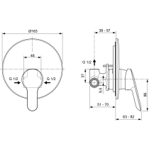 ALPHA Sprchová batéria podomietková, diel 2 + diel 1, kompletný set, A7184AA