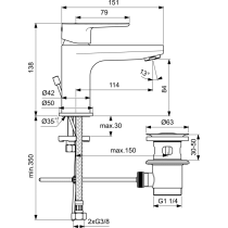 CERAFINE O umývadlová batéria Piccolo s kovovou odtokovou garnitúrou, BC698AA