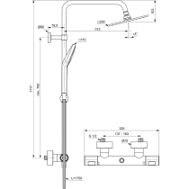 CERATHERM T100 Sprchový systém s termostatickou batériou, A7240AA