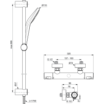 CERATHERM T50 Sprchová nástenná termostatická batéria, so sprcovou kombináciou tyč 90 cm, A7218AA