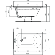 SIMPLICITY Vaňa akrylátová 120x70 cm, W004001