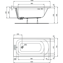 SIMPLICITY Vaňa akrylátová 140x70 cm, W004101