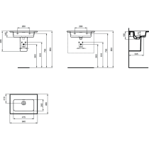 STRADA II Umývadlo bez otvoru pre batériu 64x46 cm, T363301