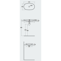 VARIANT Umývadlo zápustné oválne 60x36 cm, VARDI36000AWHA