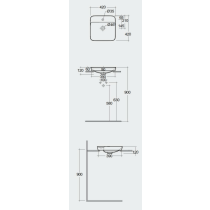 VARIANT Umývadlo zápustné štvorcové 42x42 cm, VARDI44201AWHA