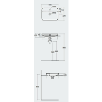 VARIANT Umývadlo na dosku obdĺžnikové 55x42 cm, VARCT55501AWHA