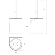 FLOW Toaletná kefa s pevným držiakom, FLW15, 271500100