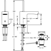 GLANCE Umývadlová batéria, s odpadovou garnitúrou a flexibilnými hadicami, A4587AA