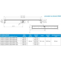 NORIA Žľab celonerezový 120 cm, DN40, NORCP1200DN40