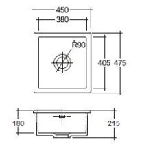 RAK DREAM3 keramický kuchynský drez pod dosku, farba matná greige, 45x47,5 cm, DRM3.505