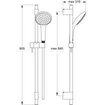 IDEALRAIN Sprchová kombinácia tyč 90 cm L1 s 1-funkční ruční sprchou Ø120 mm, B9839AA