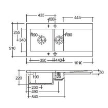 RAK DREAM1 Dvojdrez keramický, odkladacia plocha vľavo, otvor pre batériu, matt black, DRM1L.504