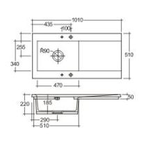 RAK DREAM2, Drez keramický, odkladacia plocha vľavo, otvor pre batériu, mat . Greige, DRM2L.505