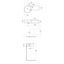 RAK PETIT Umývadlo s odkladacou plochou vpravo 36x76,5 cm, s otvorom pre batériu, PETWB27701AWHA
