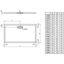 Sprchová vanička akrylátová - obdlžnik- 120x80cm - lesklá biela - T446901