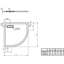Obdlžnikový odpad s chromovaným krytom odpadu - T4493AA