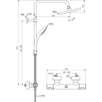 CERATHERM T25 Sprchový systém s termostatickou batériou, A7545XG