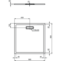 ULTRAFLAT NEW Sprchová vanička akrylátová štvorec 90 x 90 cm matná čierna, T4467V3