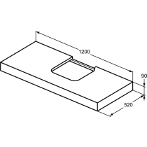 SIMPLYU CLEAR Doska 120x52 cm, umývadlo 85x49 cm, T7218DK, E812701
