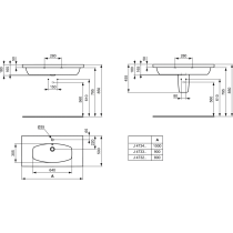 MIA Umývadlo nábytkové 100x50 cm, J4734 + MIA Polostĺp, J4370