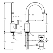 Celia umývadlová otočná batéria s odpadovou garnitúrou, A3447AA