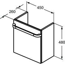 TONIC II Skrinka pod umývadielko 45 cm - ľavé prevedenie, R4318FE vrátane chrómového madla R4356AA