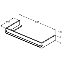 TONIC II Nábytková konzola 100 cm, R4312FF 2 ks + TONIC II Vrchná doska, R4323FF + TONIC II Doska sklo, R4336SA + TONIC II Madlo, R4360WG