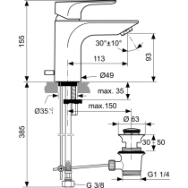 STRADA Umývadlová batéria vysoká s odpadovou garnitúrou, A5840AA