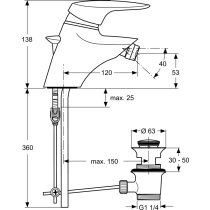 CERAMIX Bidetová batéria s odpadovou garnitúrou a medenými trubkami, A5016AA