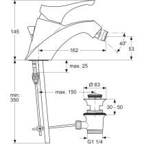 CERAMIX 60´S Bidetová batéria s odpadovou garnitúrou a medenými trubkami, A3827AA