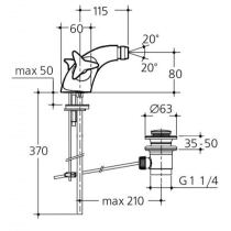 STEMA Bidetová batéria s odpadovou garnitúrou a medenými trubkami, N9764AA