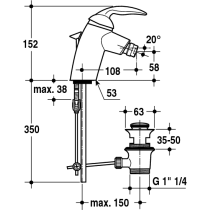 TENDENCE Bidetová batéria s odpadovou garnitúrou a medenými trubkami, A3003AA