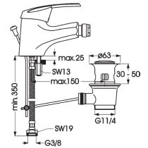 ECCO Bidetová batéria  s odpadovou garnitúrou a flexibilnými hadicami, B2020AA