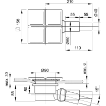 TWIST Sifón s krytom  k sprchovej vaničke, T851801