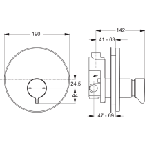 CERAPLUS Sprchová podomietková  samouzatváracia batéria zmiešavacia Diel 1 + Diel 2, B8299AA