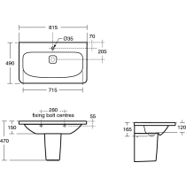 PACK Tonic II Umývadlo 80x49 cm, K0839 + Tonic II Skrinka pod umývadlo 80 cm, R4303, + madlo biele, R4359WG