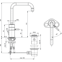 IQ Umývadlová otočná batéria s odpadovou garnitúrou, H2018AA