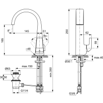 JES Umývadlová batéria s odpadovou garnitúrou a flexibilnými hadicami, H4484AA