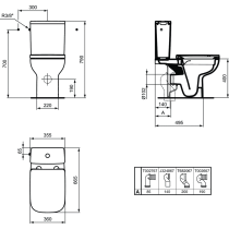 I.LIFE WC kombi - misa stojacia RIMLESS+ 66x36 cm, T472101