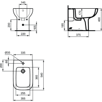I.LIFE Stacionárny bidet 36x54 cm, T472001