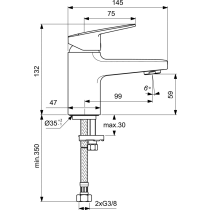 CERAPLAN Umývadlová batéria PICCOLO bez odpadovej garnitúry a flexibilnými hadicami, 5 l/min, BD200AA