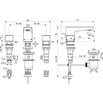CERAPLAN Umývadlová batéria 3-otvorová s odpadovou garnitúrou a flexibilnými hadicami, BD243AA
