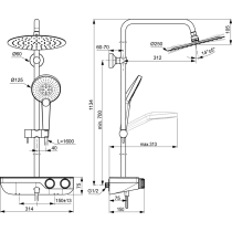 CERATHERM S200 Sprchový systém s termostatickou batériou s poličkou, A7331AA
