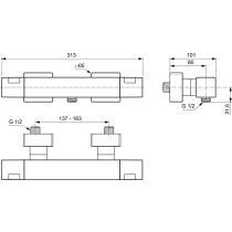 CERATHERM C100 sprchová termostatická batéria nástenná, A7533AA